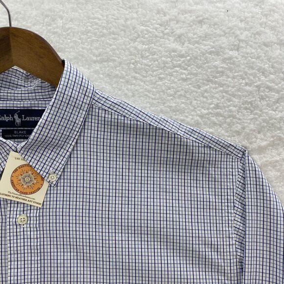 Ralph Lauren Blake Shirt Mens XL Blue Flannel Plaid Preppy Corpcore Button Down - Picture 9 of 15